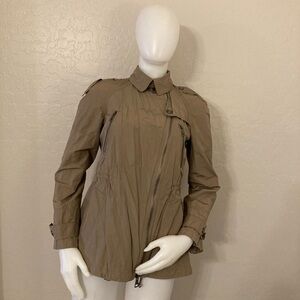 Burberry Brit Khaki Full Zip Utility Windbreaker Jacket Size 6